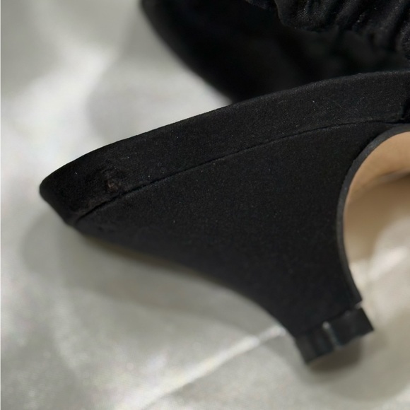 Ganni Knotted Satin Slingback Sandals Kitten Heels Open Toe Puffy Black Size 6 - Picture 11 of 12